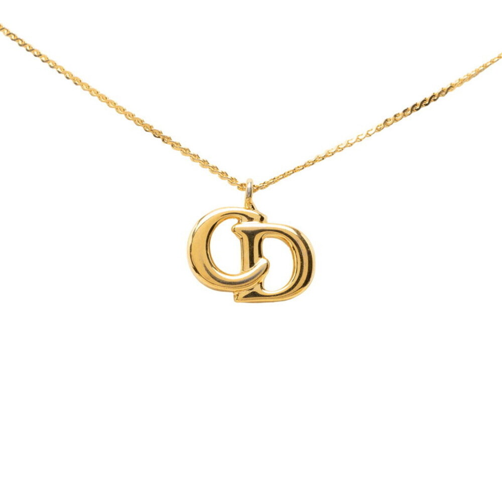 Christian Dior Dior CD Logo Chain Pendant Necklace, Gold Plated, Women's